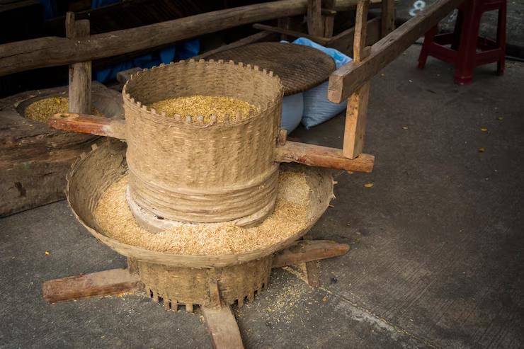 Maize in a basket ready to be milled.